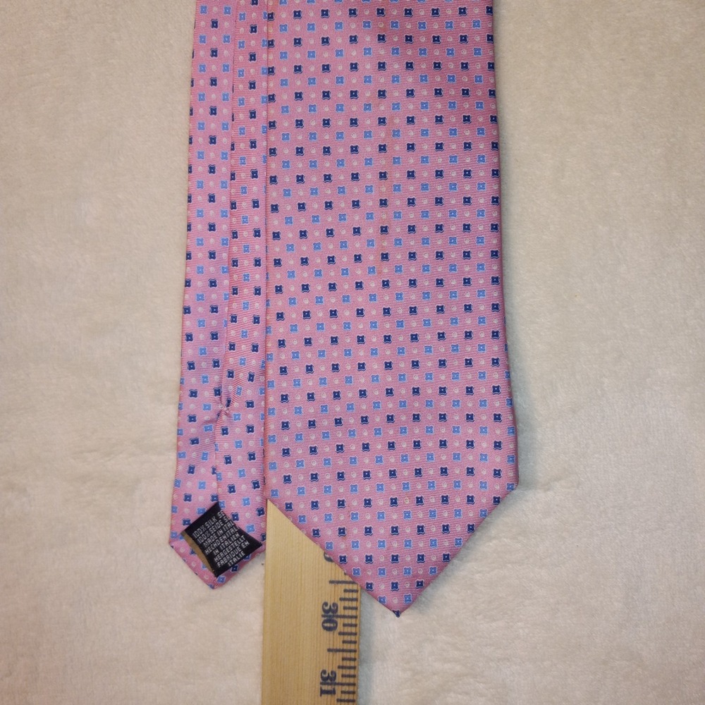 Frangi Men's Tie Pink w/Blue design 100% Silk Italy 60"x3.5" Necktie